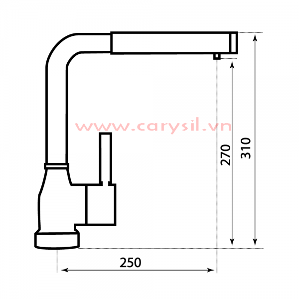 Kích thước chi tiết của vòi rửa chén G-0585