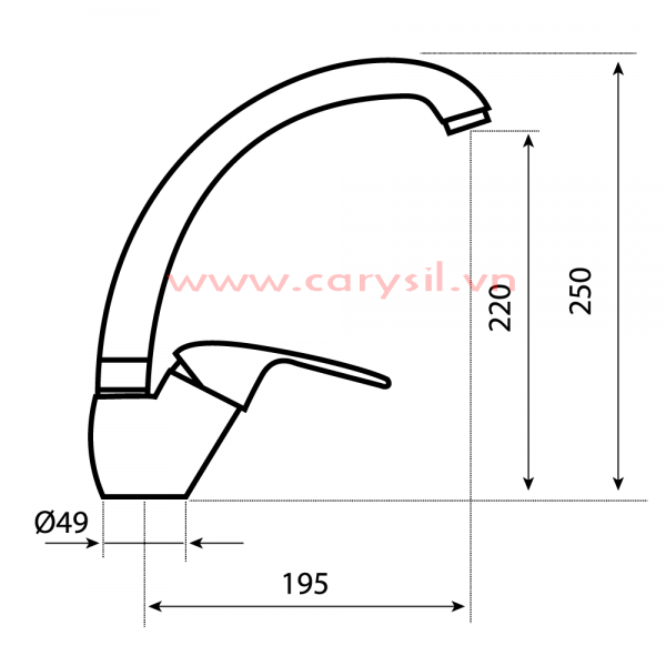 Kích thước chi tiết Vòi Rửa Chén Bát Cao Cấp Argo - Mã G-2811