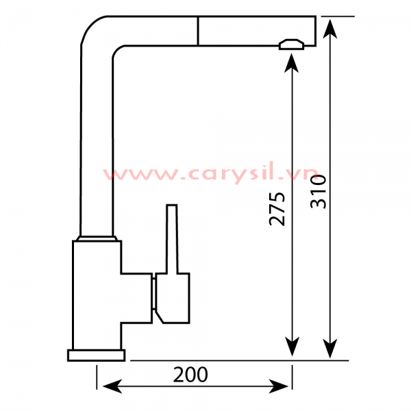 Kích thước chi tiết Vòi Rửa Chén Bát Cao Cấp Argo - Mã i-2385