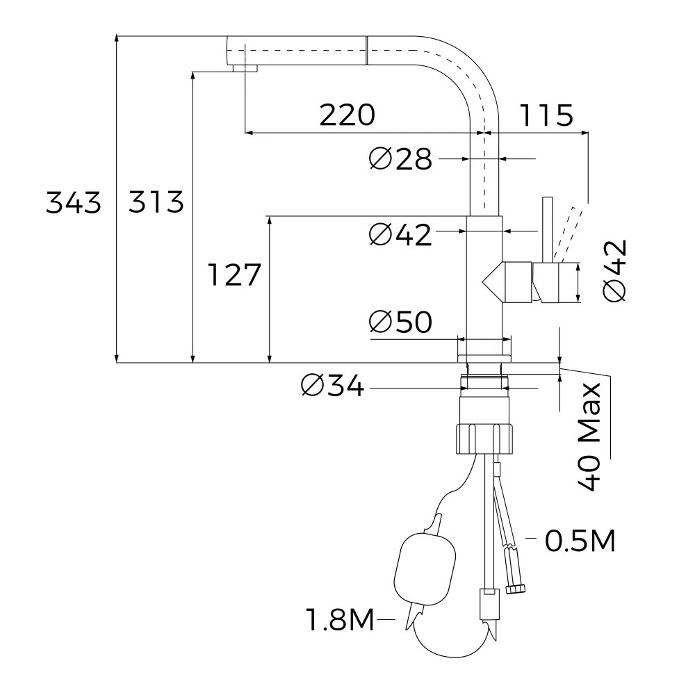Vòi rửa Teka UNI 9331 Đen ảnh 8